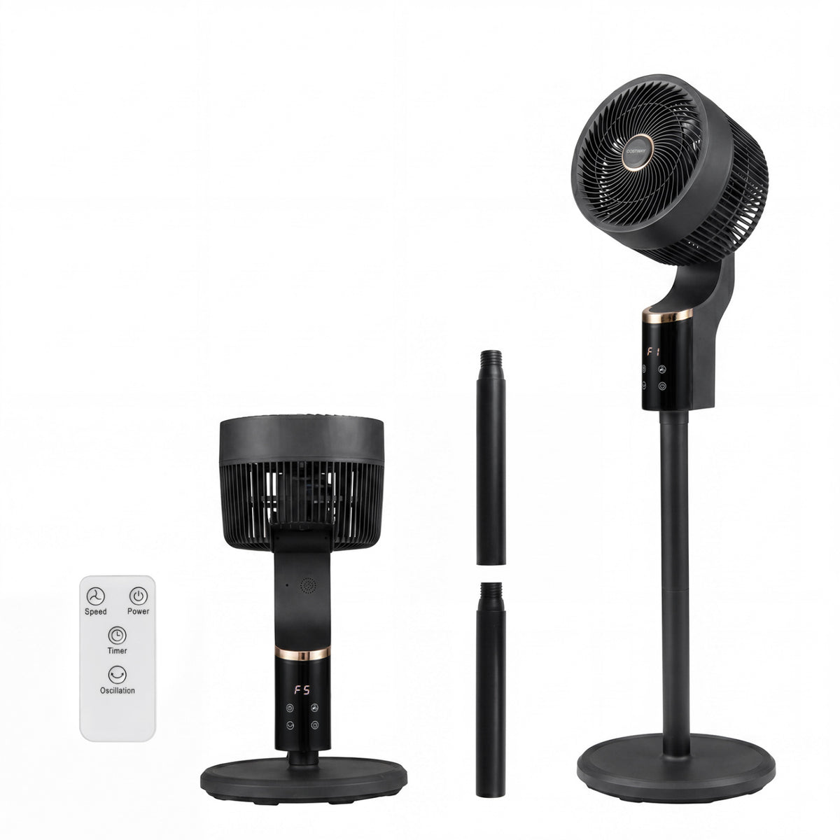 Compact Oscillating Standing Fan with 70Â° Oscillation and 90Â° Tilt for Home Office-Black