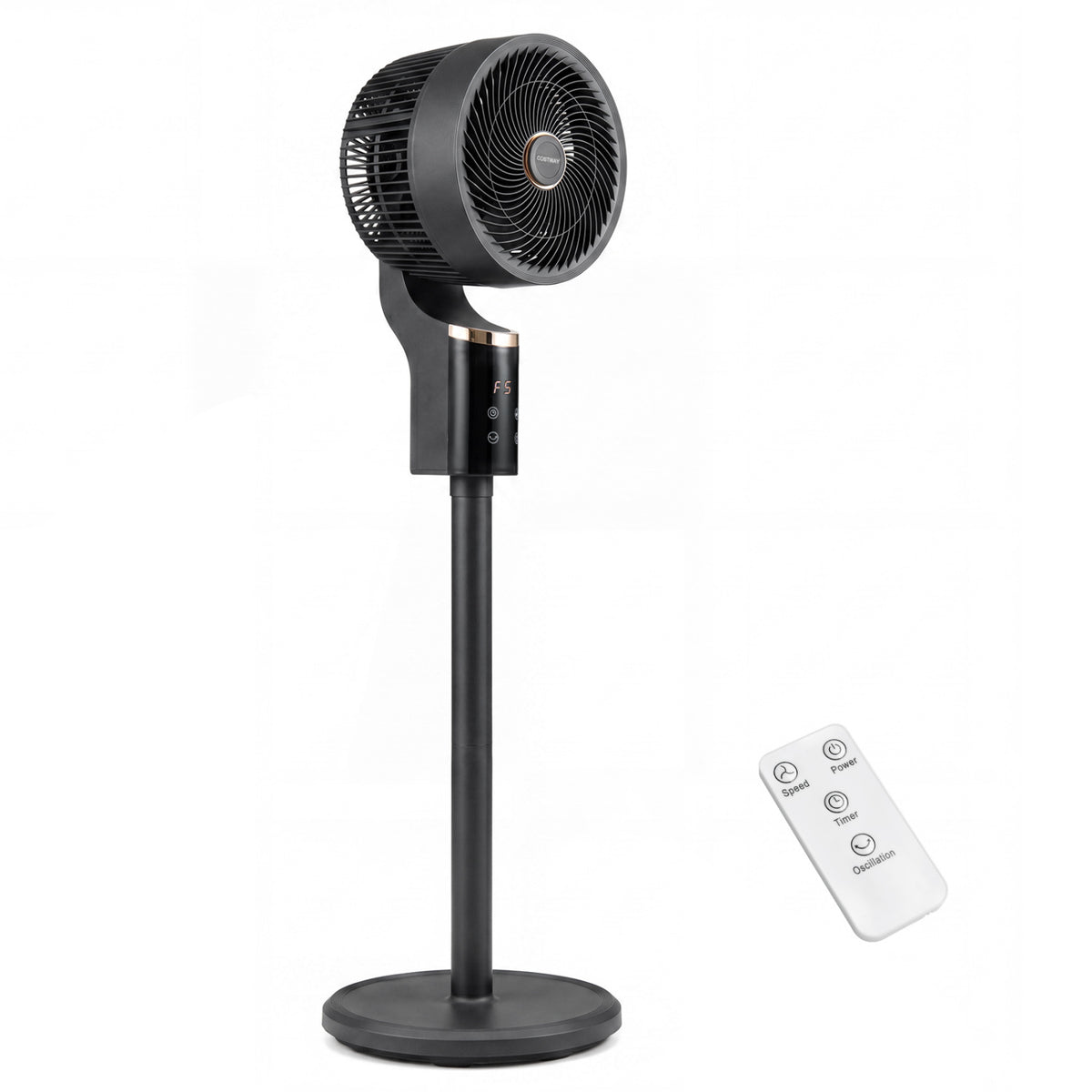 Compact Oscillating Standing Fan with 70Â° Oscillation and 90Â° Tilt for Home Office-Black