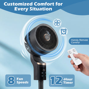 Compact Oscillating Standing Fan with 70Â° Oscillation and 90Â° Tilt for Home Office-Black