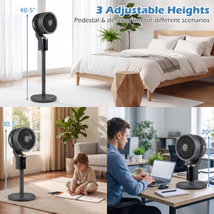 Compact Oscillating Standing Fan with 70Â° Oscillation and 90Â° Tilt for Home Office-Black