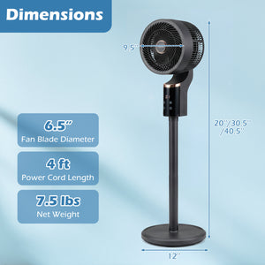 Compact Oscillating Standing Fan with 70Â° Oscillation and 90Â° Tilt for Home Office-Black