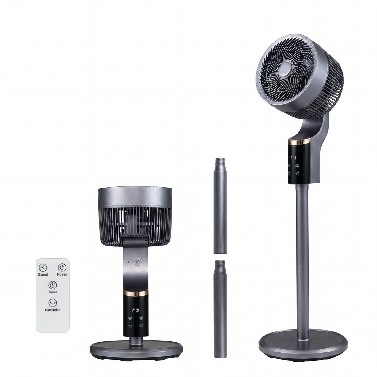 Compact Oscillating Standing Fan with 70Â° Oscillation and 90Â° Tilt for Home Office-Gray