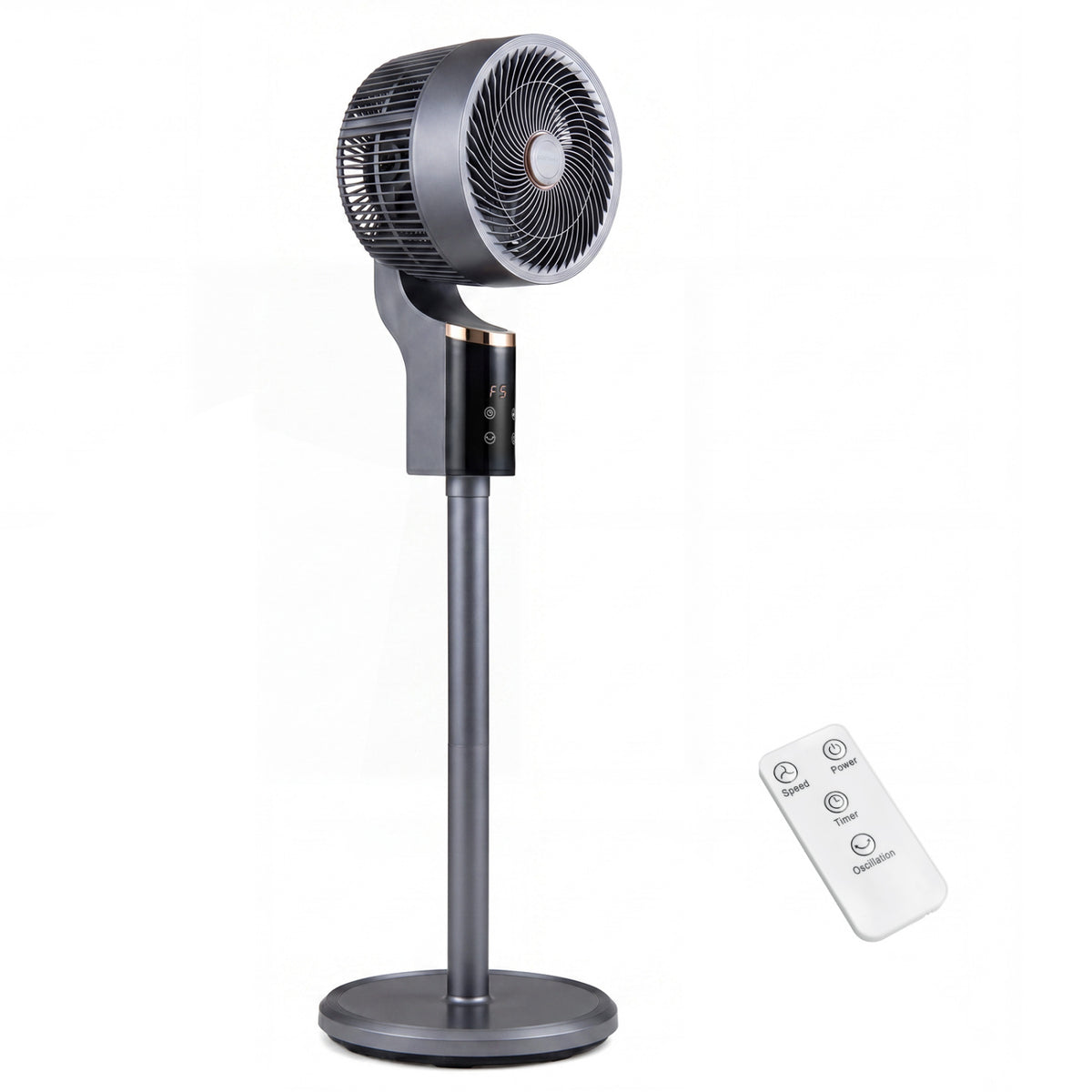 Compact Oscillating Standing Fan with 70Â° Oscillation and 90Â° Tilt for Home Office-Gray
