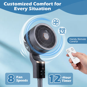 Compact Oscillating Standing Fan with 70Â° Oscillation and 90Â° Tilt for Home Office-Gray