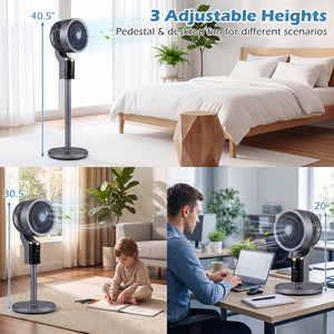 Compact Oscillating Standing Fan with 70Â° Oscillation and 90Â° Tilt for Home Office-Gray