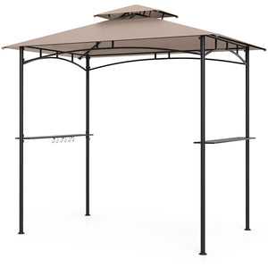 Complete BBQ Station with 8x5 FT Waterproof Grill Gazebo and Outdoor Charcoal Grill
