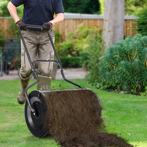 24  Peat Moss Spreader with Upgrade Side Latches and U-shape Handle-Black
