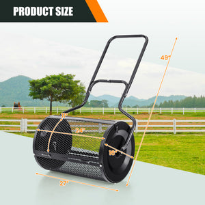 24  Peat Moss Spreader with Upgrade Side Latches and U-shape Handle-Black