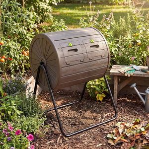 Compost Tumbler 37.5 Gallon Large Outdoor Compost Bin-Coffee