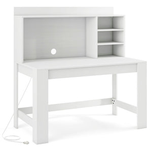 Modern Computer Desk with Hutch and Storage Shelves-White