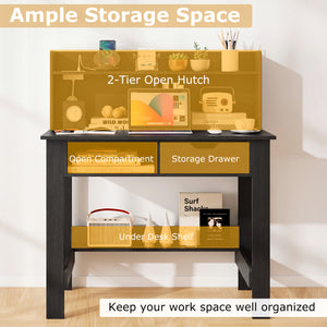 Computer Desk with Power Outlets USB Ports and Type-C-Black