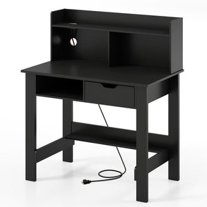 Computer Desk with Power Outlets USB Ports and Type-C-Black