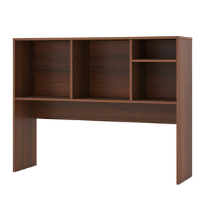 Computer Desktop Bookcase with 4 Cubbies and Open Back Compartment-Walnut