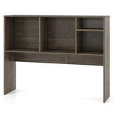 Computer Desktop Bookcase with 4 Cubbies and Open Back Compartment-Gray