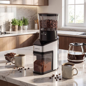 Conical Burr Coffee Grinder with 60 Precise Grinding Settings and Digital Display-Silver