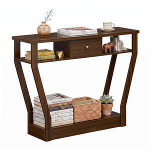 Console Hall Table with Storage Drawer and Shelf-Walnut