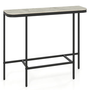 Console Table 44-Inch Entryway Table with Faux Marble Tabletop and Heavy-Duty Metal Frame-Gray