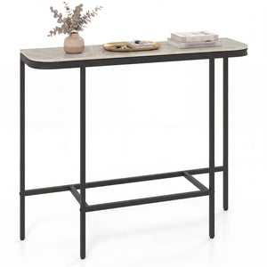 Console Table 44-Inch Entryway Table with Faux Marble Tabletop and Heavy-Duty Metal Frame-Gray