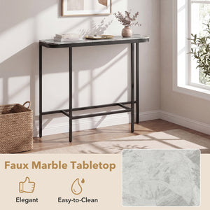 Console Table 44-Inch Entryway Table with Faux Marble Tabletop and Heavy-Duty Metal Frame-Gray