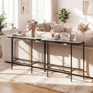 Console Table 44-Inch Entryway Table with Faux Marble Tabletop and Heavy-Duty Metal Frame-Gray