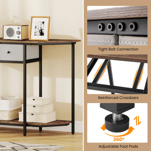 Console Table with 2 Drawers and Open Storage Shelf-Rustic Brown