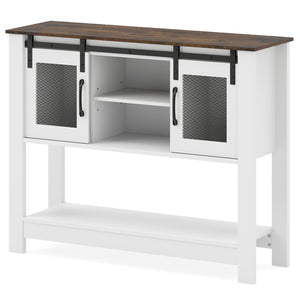 Console Table with Sliding Barn Doors and Storage Cabinets-Rustic Brown