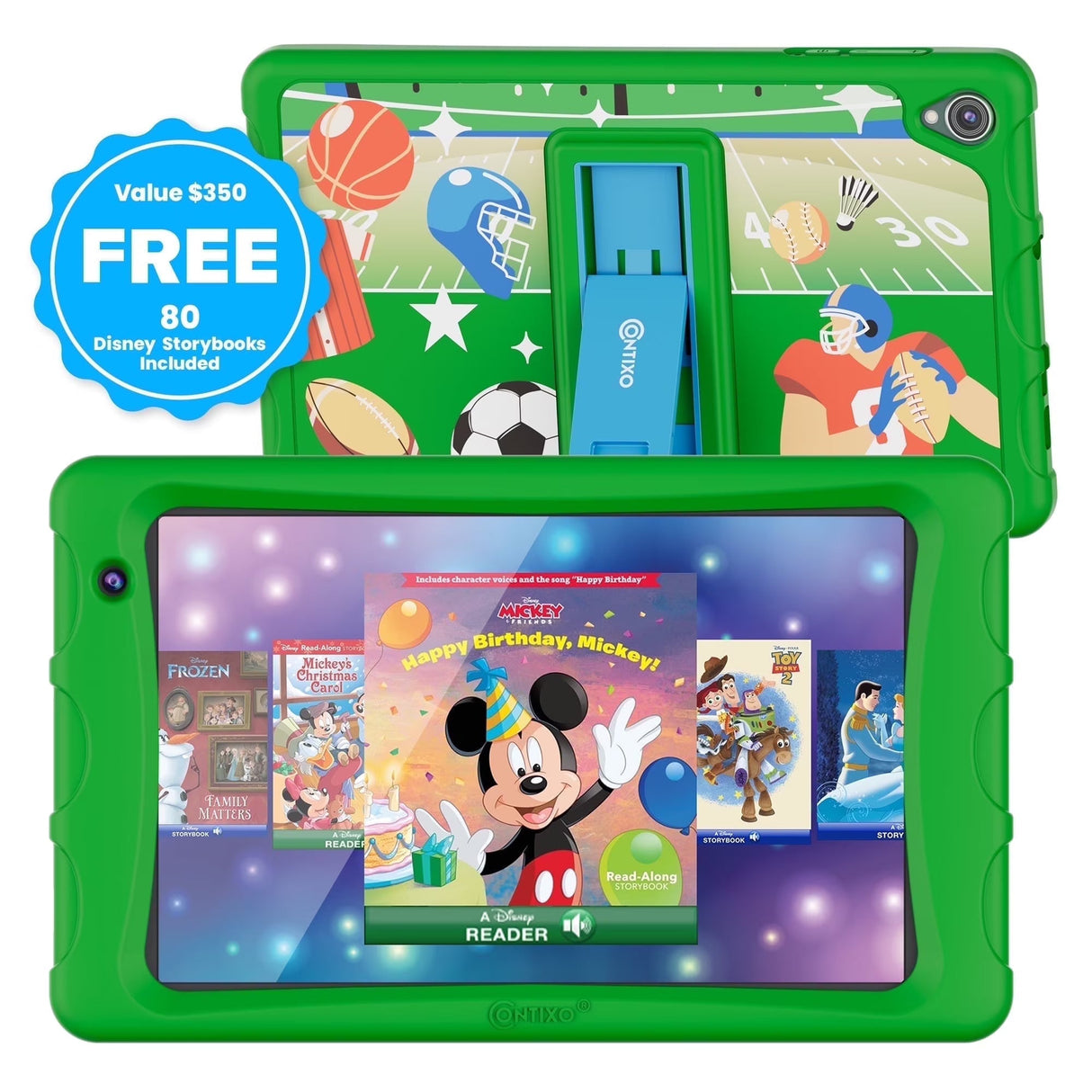 Contixo K80A - 8" Kids Tablet, 2025 Model, 80 FREE Disney eBooks, Educational Android Tablet for Ages 3-12, 32GB, Kid-Proof Case with Kickstand, Android 13 by Contixo