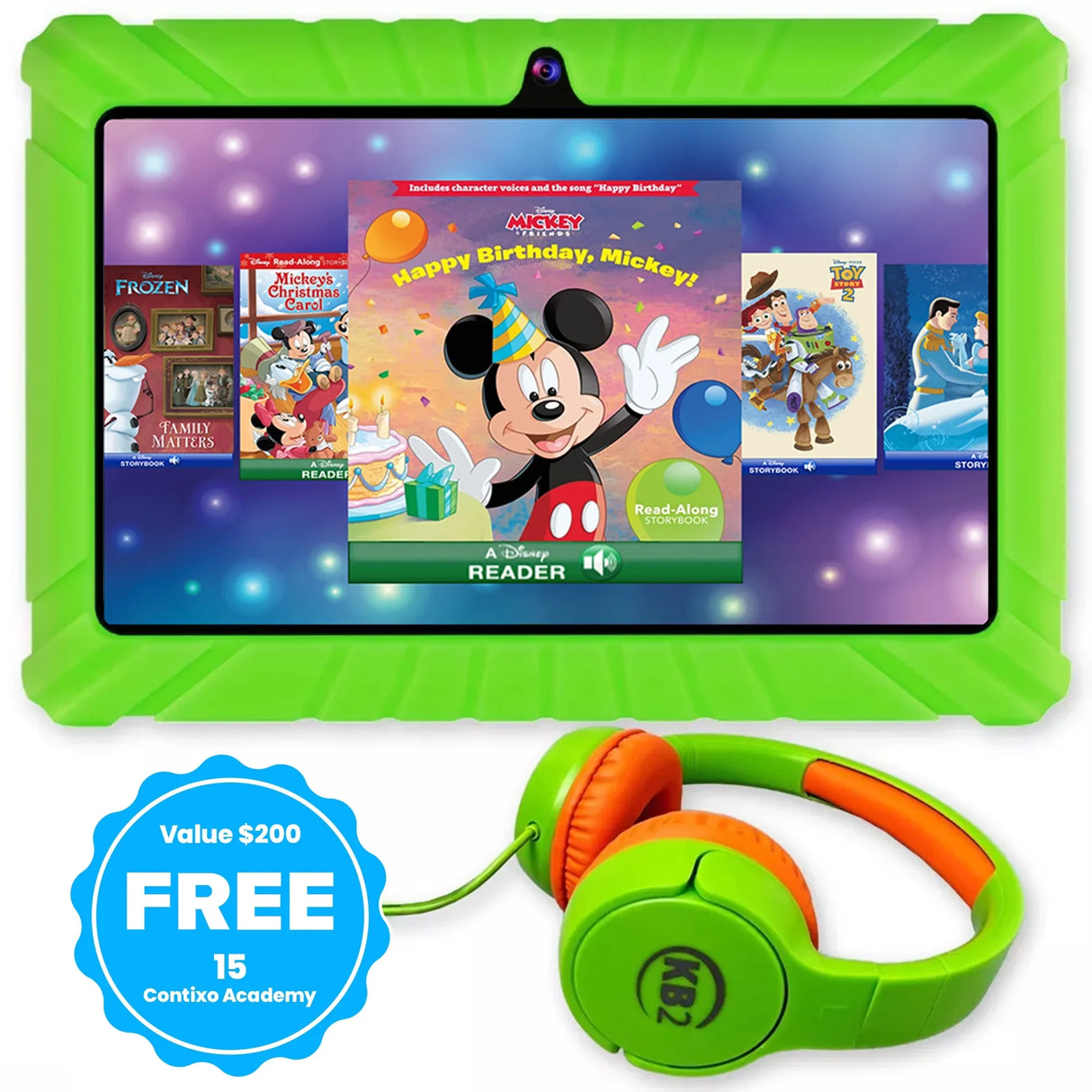 Contixo 7" Kids Tablet Bundle, 80 FREE Disney Ebooks, Kids Ages 3-7, Tablet & Headphones, Android Tablet, Parental Controls, Wi-Fi by Contixo