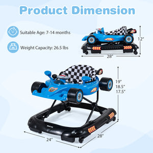 Convertible Baby Walker with 3 Adjustable Height Settings-Blue