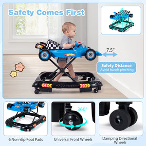 Convertible Baby Walker with 3 Adjustable Height Settings-Blue