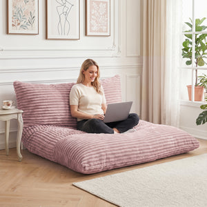 Convertible Bean Bag Floor Sofa with Machine-washable Corduroy Cover-Pink