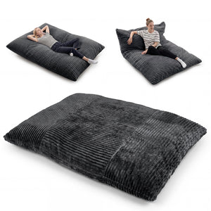 Convertible Bean Bag Floor Sofa with Machine-washable Corduroy Cover-Dark Gray