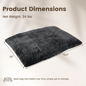 Convertible Bean Bag Floor Sofa with Machine-washable Corduroy Cover-Dark Gray