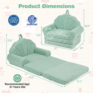 Convertible Kids Sofa 2-in-1 Fold out Toddler Couch Chair-Green