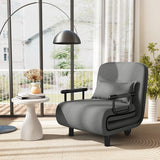 3-in-1 Convertible Sofa Bed with 5-Position Adjustable Backrest and Lumbar Pillow-Dark Gray