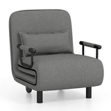 3-in-1 Convertible Sofa Bed with 5-Position Adjustable Backrest and Lumbar Pillow-Dark Gray