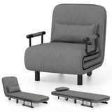 3-in-1 Convertible Sofa Bed with 5-Position Adjustable Backrest and Lumbar Pillow-Dark Gray