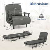 3-in-1 Convertible Sofa Bed with 5-Position Adjustable Backrest and Lumbar Pillow-Dark Gray