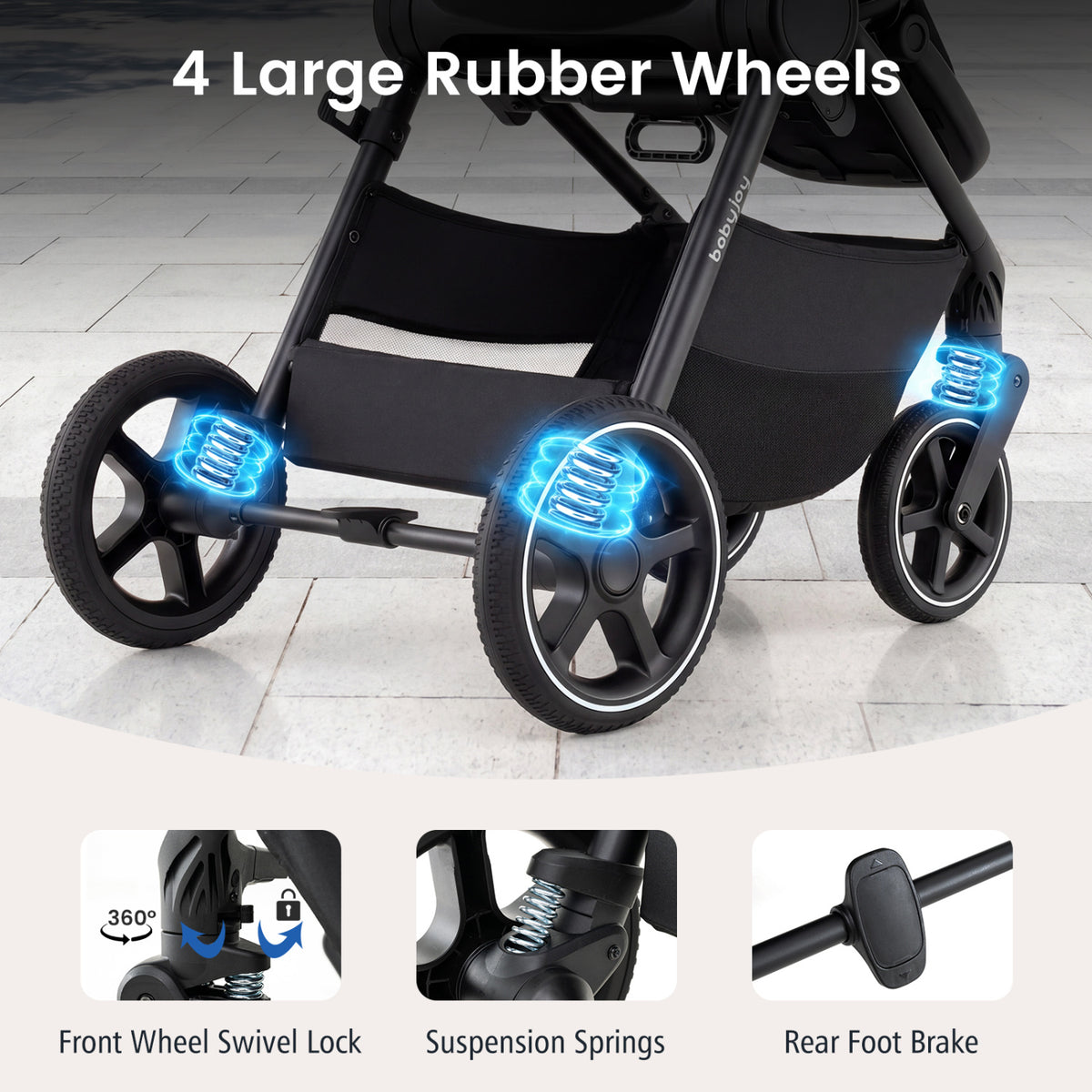 Convertible Travel Baby Stroller with Car Seat Adapters-Blue