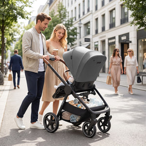 Convertible Travel Baby Stroller with Car Seat Adapters-Gray