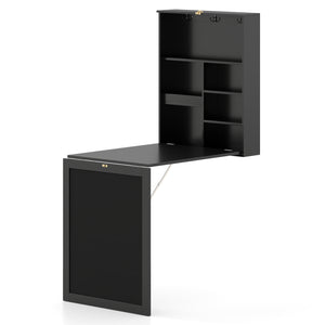 Convertible Wall Mounted Table with A Chalkboard-Black