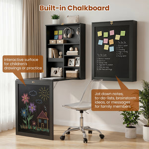 Convertible Wall Mounted Table with A Chalkboard-Black