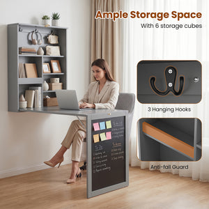 Convertible Wall Mounted Table with A Chalkboard-Gray