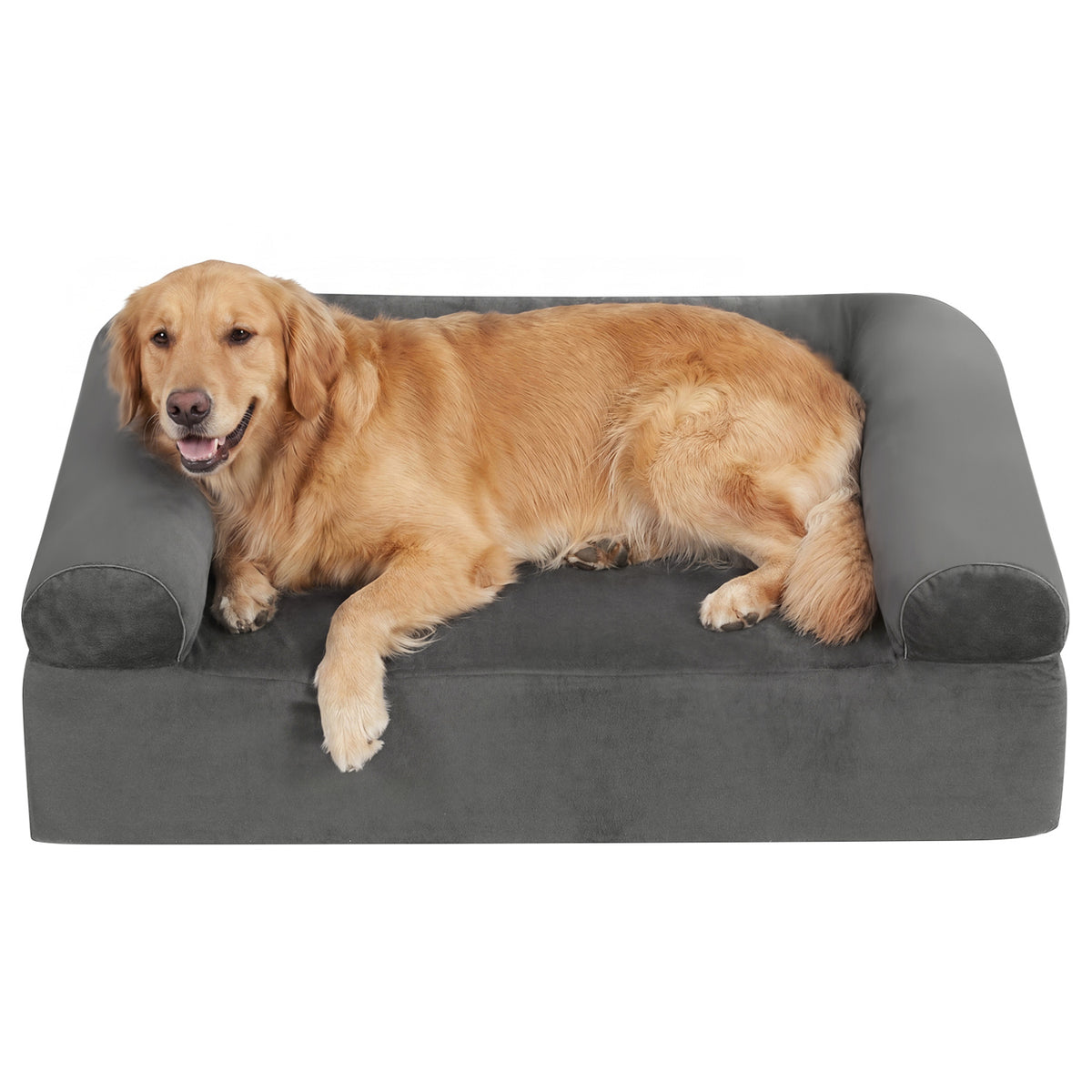 Cooling Gel Memory Foam Dog Bed for Medium Dogs with Washable Cover-Dark Gray
