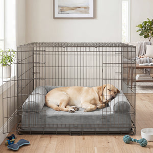 Cooling Gel Memory Foam Dog Bed for Medium Dogs with Washable Cover-Light Gray