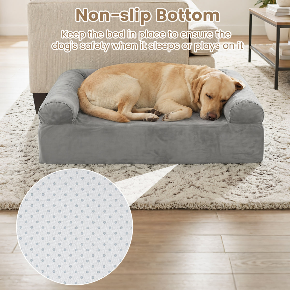Cooling Gel Memory Foam Dog Bed for Medium Dogs with Washable Cover-Light Gray