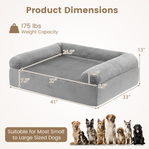 Cooling Gel Memory Foam Dog Bed for Medium Dogs with Washable Cover-Light Gray