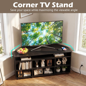 Corner Entertainment Center TV Stand for TVs up to 55 Inch-Black
