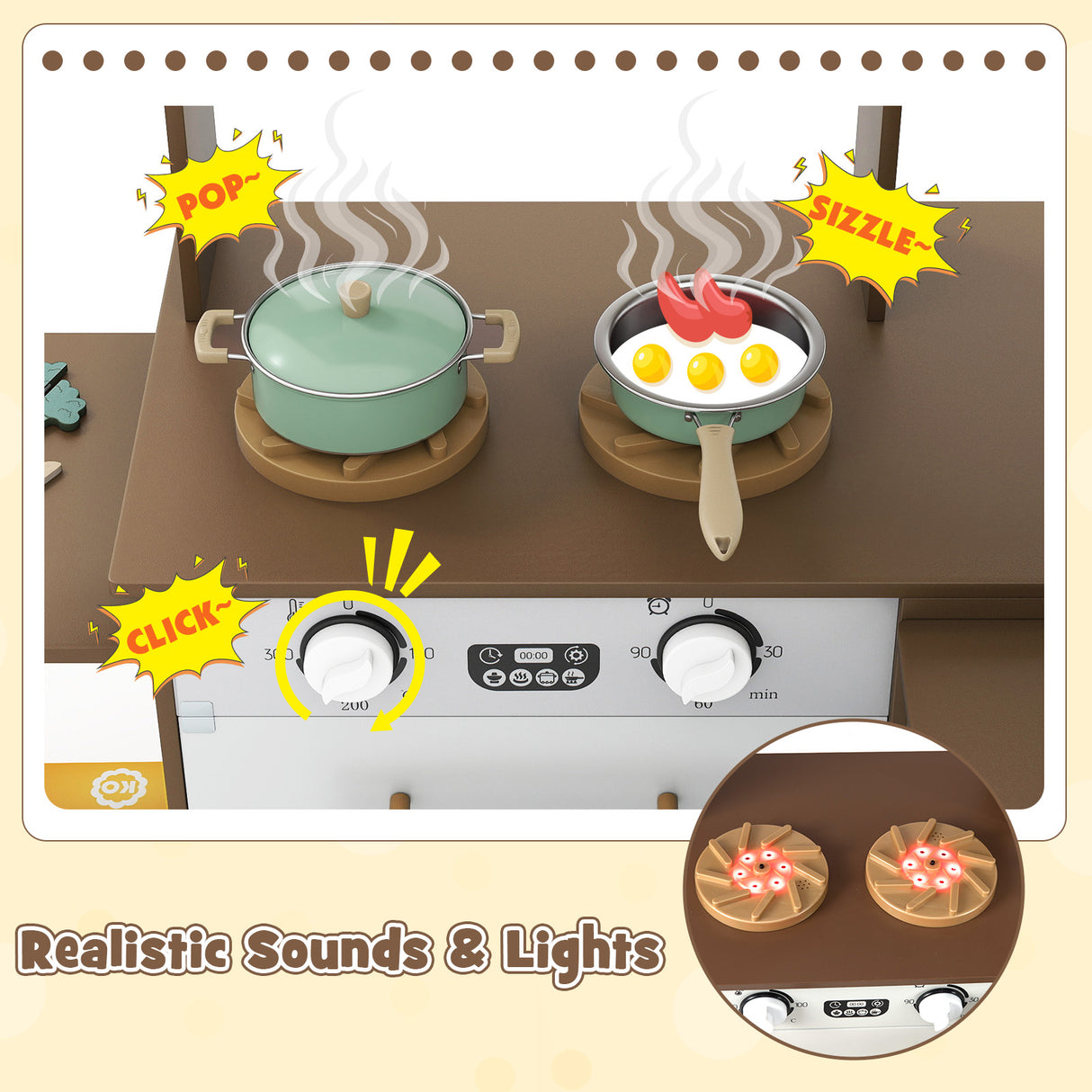 Corner Kitchen with Lights and Sounds for Kids Ages 3+-Coffee