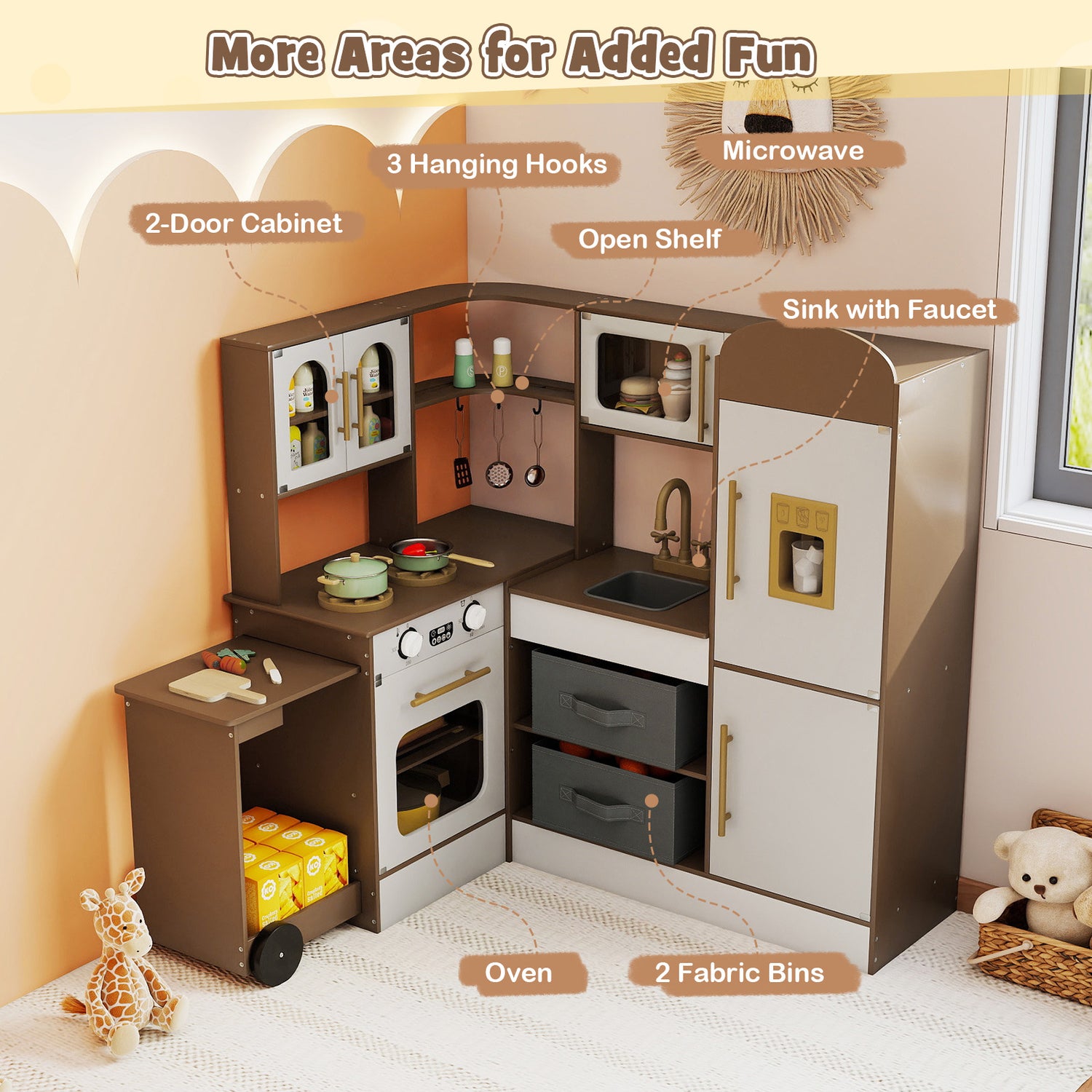 Corner Kitchen with Lights and Sounds for Kids Ages 3+-Coffee